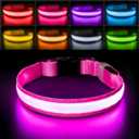 PcEoTllar Light up Dog Collar for Night Walking - LED Dog Collar Light Rechargeable Color Changing, Glow in The Dark Dog Collars Waterproof Glowing Dog Collars for Large Small Medium Dogs (L(19 inch-23.6 inch), Pink)