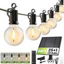 Brightown 58FT Solar String Lights Outdoor with Remote Cable Ties Hooks, 26 LED Shatterproof Bulbs, 3 Light Modes, Dimmer & Timer, Commercial Grade Patio Lights for Yard Balcony Pergola Party Decor