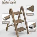 Mayi Plus 3 Step Ladder,Aluminum Folding Step Stool for Adults,Step Ladder with Wide Anti-Slip Pedal,330 lbs Capacity for Home,Kitchen,Library,Office(Cherry Woodgrain)