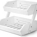 G.a HOMEFAVOR Fruit Basket for Kitchen, 2-Tier Fruit Bowl for Kitchen Counter, Vegetable Storage Stand for Fruit Shop, 15 mm Thickness (WHITE)