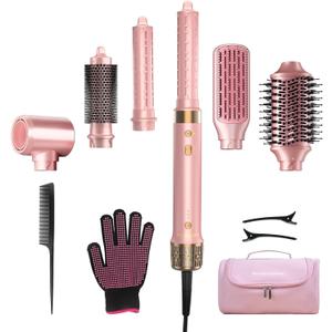 StyleVibe 6-in-1 Air Styler, Hair Dryer & Blow Dryer Brush with Auto-Wrap Curl L/R, Fast Drying, Smooth Blowouts, Root-Lift Volume, No Heat Damage Frizz-Free Thermal Brush, Gifts for Women