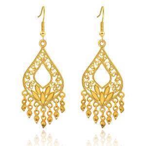 Gold Filigree Earrings-14K Gold Plated Dangle Earrings for Women Boho Earrings Indian Jewelry Long Chandelier Earrings for Women Big Gold Indian Earrings for Women Trendy