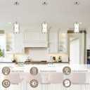 Brushed Gold Pendant Light, 7"×10" Dual-Shade Kitchen Island Lighting with Clear Glass Shade, E26 Adjustable Height 1"-61", UL Listed, for Dining Room Foyer Entryway — Bulbs Not Included