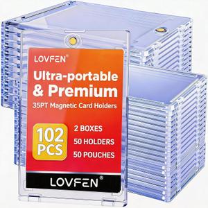 50ct Magnetic Card Holders for Trading Cards, 35pt Hard Cards Sleeves Case, U-V Protection& Waterproof Hard Plastic Card Protectors Fit for MTG Cards, Sports Cards, Baseball Cards, Game Cards