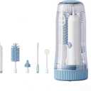 Portable Electric Silicone Bottle Brush Set, 7-in-1 UV Light USB Charging, Nipple/Straw Cleaner, Milk Mixer, Built-in Drying Rack & Storage Case, BPA-Free, IPX7, On-the-Go for New Parents