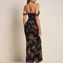 KUTUMAI Off The Shoulder Maxi Long Dress Corset Ruched Bodycon Cocktail Formal Wedding Guest Dresses for Women (Black, M)