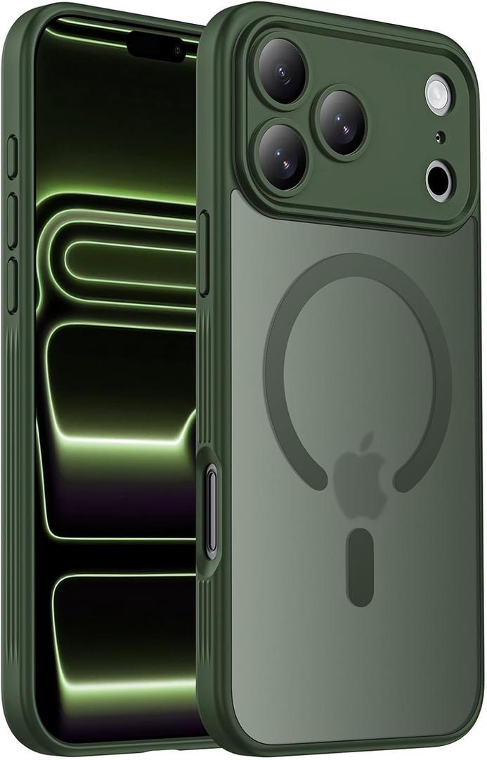 Designed for iPhone 17 Pro Max Case, Compatible with MagSafe, [Camera Protection] [15FT Military Drop Protection] Shockproof Translucent Matte Anti-Slip Phone Case, 6.9", Alpine Green