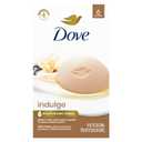Dove Indulge Soap Bar 6 Bars Warm Vanilla + Sweet Cream for Hydrated & Soft Skin 3.75 oz