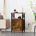 Wooden Nightstand with Lock, Bed Side Table with Drawers, Bedside Table with Charging Station, 3 USB & 2 Outlets, Night Stand with Storage, End Tables for Living Room, Bedroom, Dorm, Brown