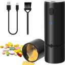 Vucchini Electric Pill Crusher Fine Powder Portable Stainless Steel Pill Grinder Pulverize Medication and Vitamin Tablets for Seniors, Pets (Black)