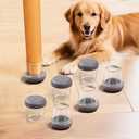 Chair Leg Floor Protectors for Hardwood Floors – Smooth Nylon Base Won’t Trap Cat or Dog Hair, Clear Silicone Caps No Scratch & Silent on Carpet & Tile (16 Pack, Fits 1" to 1-1/8")