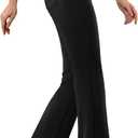 Womens Dress Pants Stretchy Work Pants Business Casual Office Trousers Pull On Flare Slacks with 4 Pockets (Large, Black)