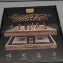 Large 23 inches Horse Racing Board Game with 11 Luxury Metal Horses, Foldable Wood Horse Race Board Game with 2 Sets of Dice, 2 Boxes of Cards for Parties and Gambling (Medium, Black)
