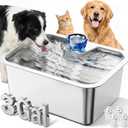 PETNF 3-Gallon 304 Stainless Steel Dog Water Fountain for Large Dogs, Extra Wide Drinking Area, Automatic Water Bowl Dispenser for Large Dogs & Multi-Pet Homes, 7-Stage Filtration System, Quiet Pump