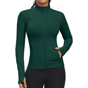 GYM RAINBOW Workout Jackets for Women, Full Zip Slim Fit Lightweight Athletic Running Sports Track Jacket with Pockets (Medium, Storm Tea)