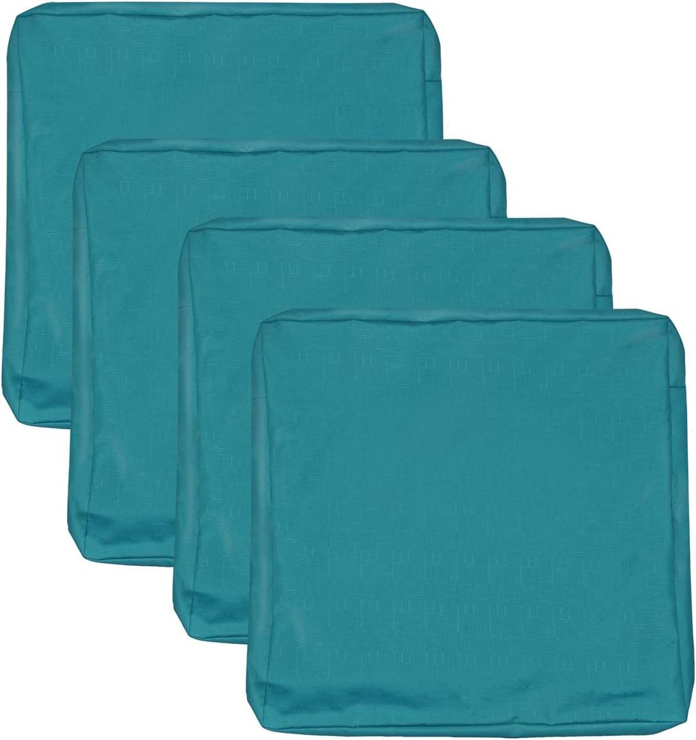 Patio Seat Cushion Covers,Washable Slip Covers Replacement,Waterproof Outdoor Furniture Chair Cushion Pillow Seat Cover for Couch,Garden,Sofa,Teal,22"20"4"(4 Covers Only)