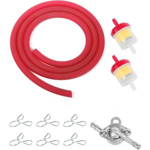 RACOONA Gas Line Hose,Car Accessories Fuel Line Hose Kit,Fuel Line Hose Clamps Fuel Filters with Inline Shut Off Valve Petcock Set for 50cc 70cc 90cc 110cc 125cc 150cc ATV Dirt Pit Bike (Red)