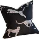 Croker Horse 20x20'' inches Throw Pillow Cushion Covers - Black Embroidery Leopard Cheetah Luxury Modern Style Couch Sofa Pillow Cover for Living Room Bedroom
