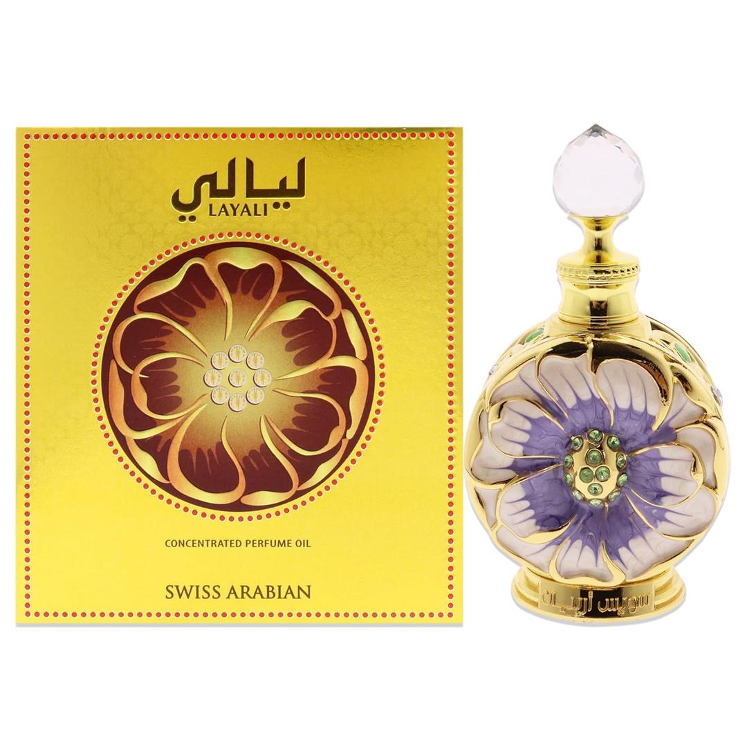 Swiss Arabian Layali - Luxury Products From Dubai - Long Lasting And Addictive Personal Perfume Oil Fragrance - A Seductive Signature Aroma - 0.5 Oz