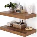 Heimlove 12" Deep Floating Shelves for Wall, 24x12 Inch Shelf Bathroom Shelves Set of 2, Mounted Shelves for Books Living Room Laundry Room Bedroom Kitchen Home Office, Walnut, 23.6"W x 11.6"D x 1.5"H, 2 Pack