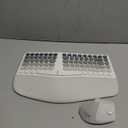 Ergonomic Wireless Keyboard and Mouse Set Creamy Wireless Keyboard Silent Mice Set with Wrist Rest for Computer, Laptop, PC, Mac, Windows (Gray White)