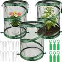 3PCS Pop Up Plant Covers from Animals, 20" H X 14" D Foldable Mesh Plant Tent Cover Protectors, Garden Insect Barrier Mini Greenhouse Plant Guard Cover Net with 12 Stakes & 6 Labels for Outdoor Plants