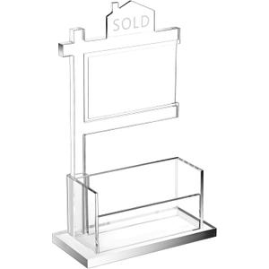 Chunful Real Estate Agent Supplies Business Card Holder Acrylic Clear Real Estate Agent Gifts Open House Card Display Sold Sign Business Display Stand Holds 3.5 x 2 Inch for Office Reception(Fashion)