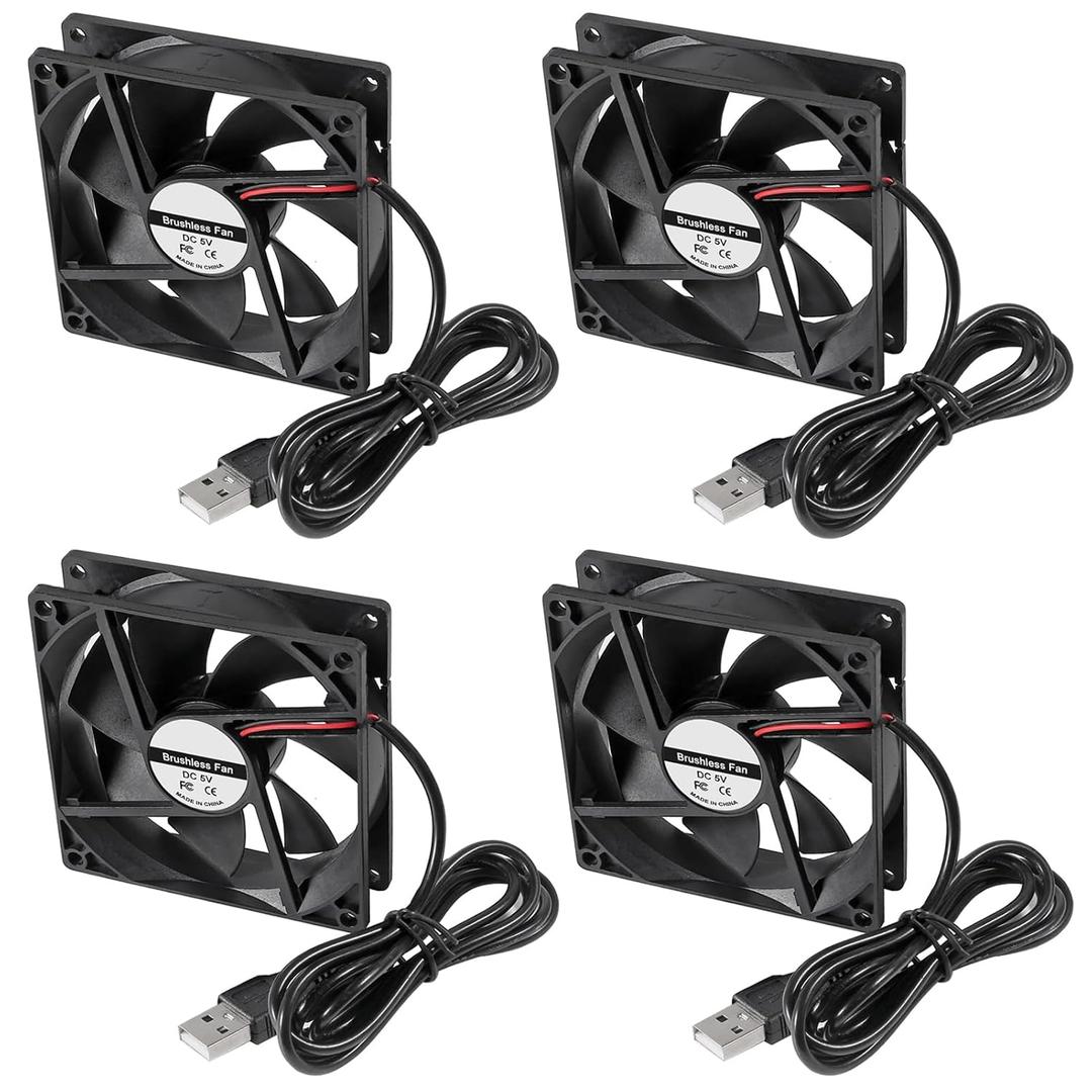 4pcs 9225 92mm x 92mm x 25mm DC 12V 2Pin Computer Fan High Speed Muffin Fan Cooling Fan,UL-Certified for 3D Printer Computer Case Fan (5V USB)