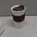 Ceramic Travel Mug, Double Wall Insulated Takeaway 12 oz Coffee Cup for Hot & Cold Beverages, Reusable White Coffee Mug, Splash Resistant Lid & Protective Silicone Sleeve, for Car Cup-Holder, Brown