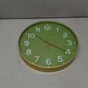 Roymnie Wall Clock 14 Inch Silent Green Wall Clocks Battery Operated- Modern Non Ticking Analog Clock Decorative for Living Room Bedroom Office Kitchen(Gold)
