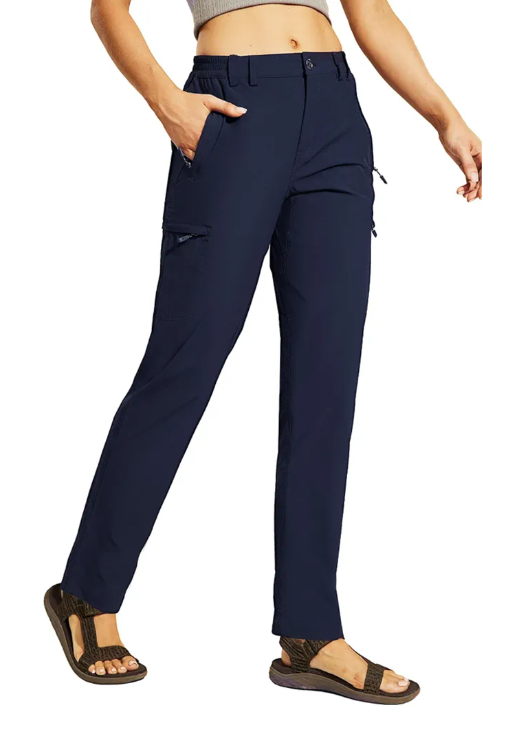 Haimont Women's Hiking Cargo Pants Quick Dry Lightweight Ripstop Stretch Nylon Travel Pants with Zip Pockets Water Repellent