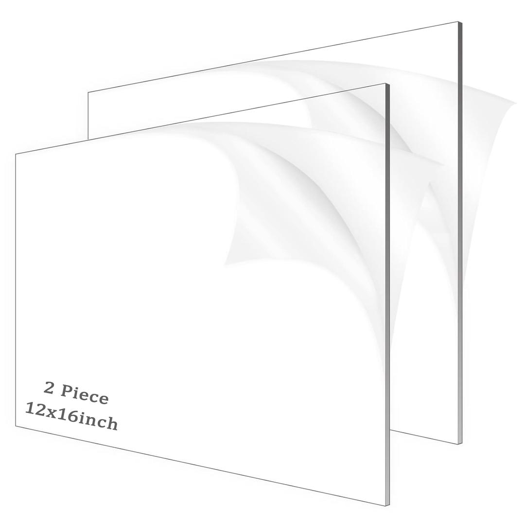 2 Pieces 1/8" Thick (3mm) Acrylic Sheets,Clear Cast Plexiglass 12 x 16 with Protective Paper for Signs DIY Display Projects,Craft,Photo Frames
