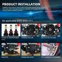 Custom for Kia Sorento 2014 2015 2016 2017 2018 Light Bulbs High Low Beam Combo Bulb 6000K White 25000LM Lamp Easy Installation 4PCS