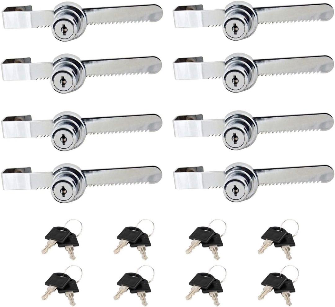 Sissinda Sliding Glass Door Ratchet Lock Display Case Lock with Chrome Finish, Security, Keyed Alike Showcase Display (8 PC)