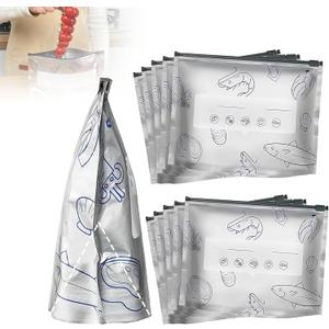 Reusable Aluminum Foil Sealable Storage Bags, 2025 New Resealable Vacuum Zipper Pouches for Food, Stand Up Foil Sealable Bags with Label and Zip Lock for Vegetable Fruit Meat (30PCS, 3 Size)