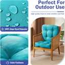 IPYNBAP Outdoor Chair Cushions Set of 4, Patio Chair Cushions with Ties, 19x19+5 Tufted Outdoor Seat Cushions, Waterproof Patio Furniture Cushions, Outdoor Dining Chair Pads, Teal