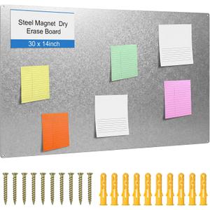 Ireer Magnetic Board Steel, Display Magnetic, Silver, 24 x 36 Inch
Magnet Bulletin Boards for Walls Notes Photos for Home, Office, Classroom, Pre Drilled with Screws and Dry Wet Erase Feature