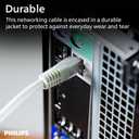 2 x Philips Cat6 Ethernet Cable, Extra Long 25 Ft Cord, 10 Gbps, 250Mhz, Gold Plated RJ45M Connector, for Computer, Game Console, Cable/DSL Modem, Network Switch, Streaming Device, Gray, SWR3683GR/37