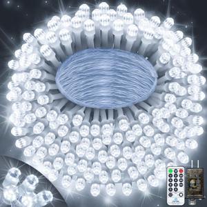 394FT 1200 LED Christmas Lights Outdoor String Lights 8 Modes & Timer Twinkle Fairy Lights Plug in Waterproof LED String Lights for Xmas Patio Wedding Holiday Party Decorations (Cool White)