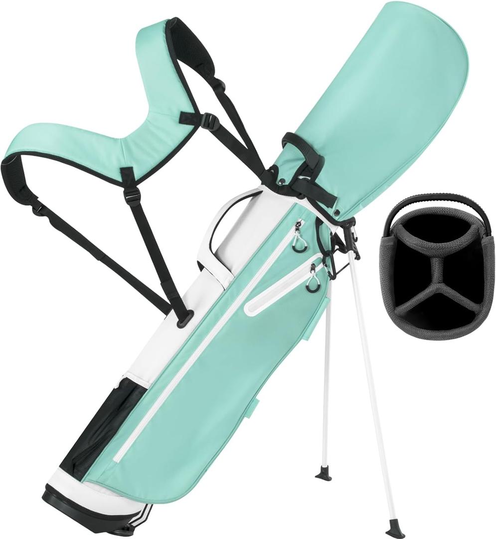 Lightweight Golf Stand Bag, 4-Way Full-Length Dividers, Holds Up to 10 Clubs, 3.7 lbs Golf Bag with Dual Straps & Stand for Driving Range, Par 3, and Standard Courses