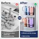 2 Pack Magnetic Stanley Cup Holder - Water Bottle Organizer for Stanley 30&40 oz Tumbler & 1 Pack Magnet Paper Towel Holder Without Drilling, Black Kitchen Storage Rack