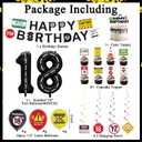 Roetyce 18th Birthday Decorations for Boys Girls , Caution Logos Happy 18th Birthday Banner Balloons Hanging Swirls Cake Topper Kit, Funny 18 Years Old Party Background