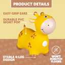 Waddle Bouncy Animal Hopper - Inflatable Hopping Animals, Indoors and Outdoors Fun, Pump Included, Riding Toys for Boys and Girls Ages 2 Years and Up, Yellow Giraffe