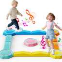 Holyton Music Light Up Balance Beam and Toddler Stepping Stones 13 Pieces, Non-Slip Plastic Balance Stackable Stepping Stones for Kids, Sensory Toys for Toddlers, Indoor or Outdoor Play, Easy Storage