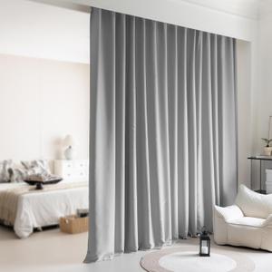 Room Divider Curtains,Back Tab Blackout Privacy Room Thermal Insulated Noise Reduction Theater Curtain for Bedroom and Living Room Ceiling Track Curtain (1Panel, Grey, W15ft x H8ft)