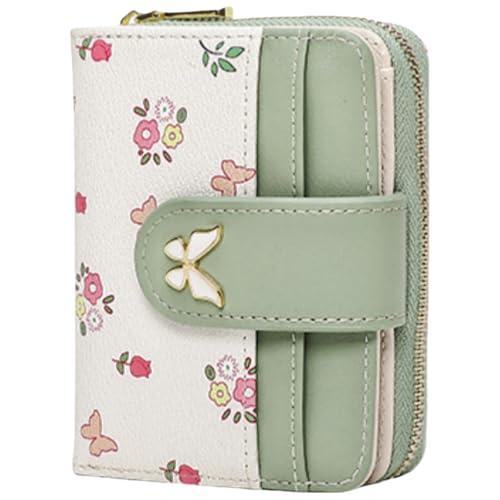Bakurok Wallet Women Small RFID Blocking Bifold Compact Credit Card Holder Floral Cute Ladies Purse with Zipper Coin Pocket