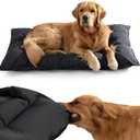 WooPetty Chew Proof Indestructible Dog Bed for Large Dogs, Durable Dog Bed for Aggressive Chewers, Undestroyable Crate Pad for Kennel, Machine Washable and Waterproof Black 37"×27"