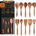 Wooden Spoons for Cooking, Wooden Utensils for Cooking Natural Teak Wooden Kitchen Utensils Set Comfort Grip(10 PCS SET GIFT BOX)