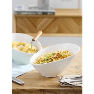 DOWAN 23 OZ Slanted Salad Bowl Packs - 9.5" Angled Serving Bowl for Salad, Pasta, Fruit, Sauce - Ceramic White Bowls for Restaurant, Daily Use - Dishwasher & Microwave Safe