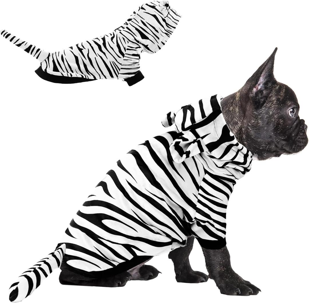 NACOCO Halloween Dog Tiger Costume - Pet White Tiger Cosplay Clothes Coat Hoodie Outfits Cute Warm Winter Apparel for Small and Medium Dogs(White, Small)